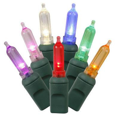 X4G7100 Vickerman - 34 ft 100-Light Outdoor Multicolor LED Mini Christmas Light String - Green Wire