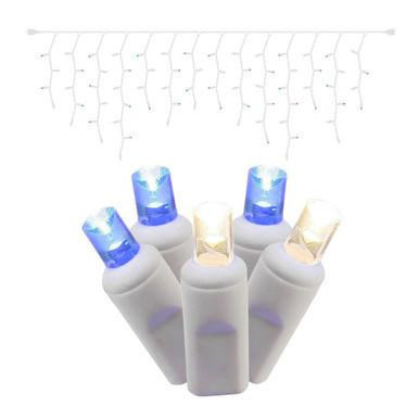 X6W3322 Vickerman - 70-Light Outdoor Blue White LED Wide Angle Christmas Light String - White Wire