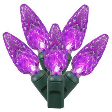 X4G8106 Vickerman - 34 ft 100-Light Outdoor Purple LED C6 Christmas Light String - Green Wire