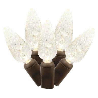 X4B8101 Vickerman - 34 ft 100-Light Outdoor Warm White LED C6 Christmas Light String - Brown Wire