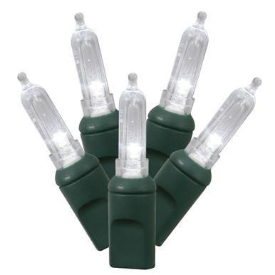X4G7109PBG Vickerman - 34 ft 100-Light Outdoor Pure White LED Mini Christmas Light String - Green Wire
