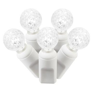 X4W9109PBG Vickerman - 34 ft 100-Light Outdoor Pure White LED G12 Christmas Light String - White Wire