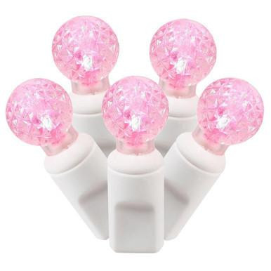 X4W9110 Vickerman - 34 ft 100-Light Outdoor Pink LED G12 Christmas Light String - White Wire