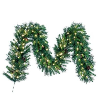  Vickerman A800919LED – 50 ft Natural Cheyenne Garland – Warm White LED 