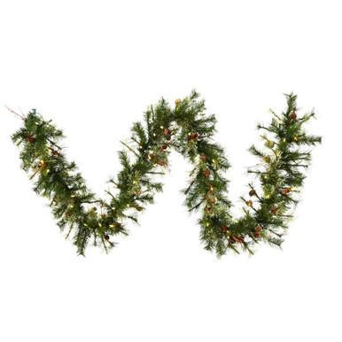  Vickerman A801713LED – 9 ft Natural Mixed Country Garland – Warm White LED 