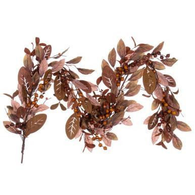 Vickerman FQ221360 5 ft Natural Wood Leaf Garland Unlit