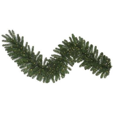 Vickerman C164717LED 9 ft White Oregon Fir Garland Warm White LED