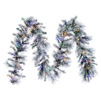 Vickerman G225716LED 9 ft Flockedd Jackson Garland LED
