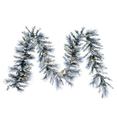  Vickerman G225715LED – 9 ft flockedd Jackson Garland – Warm White LED 