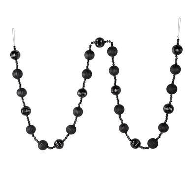 Vickerman M183517 6 ft Black Stripe Ball Ornament Garland Unlit
