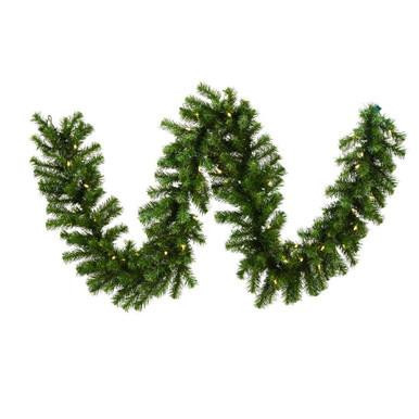  Vickerman A808810LED – 9 ft Natural Douglas Fir Garland – Warm White LED 