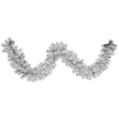 Vickerman A806311 9 ft White Flocked Alaskan Garland Unlit