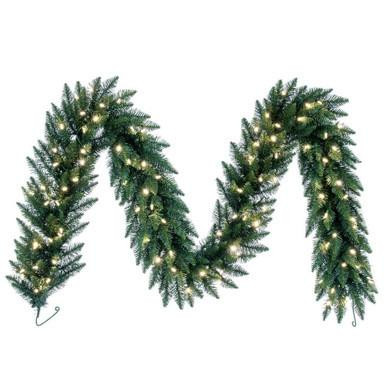 Vickerman A861111LED 9 ft Green Camdon Garland Warm White LED