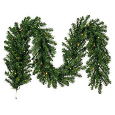  Vickerman A808816LED – 9 ft White Douglas Fir Garland – Warm White LED 