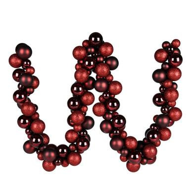 Vickerman N191265 6 ft Burgundy Assorted Ornament Ball Garland Unlit