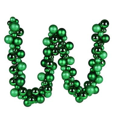 Vickerman N191204 6 ft Green Assorted Ornament Ball Garland Unlit