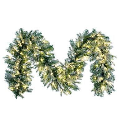 Vickerman K224715LED 9 ft White forsted Douglas Garland Warm White LED
