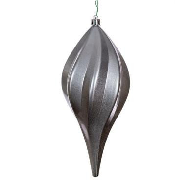  Vickerman N189587DCV - 8" Pewter Drop Christmas Ornament - Outdoor Use - 3 Pack 