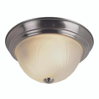 Trans Globe Lighting Trans Globe 58802 BN - 15" Brushed Nickel Ceiling Light - Frosted Leaf Pattern 