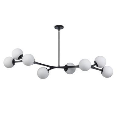 Trans Globe Lighting Trans Globe 11638 BK – 45" Black 8 Light Pendant with White Glass Globes 