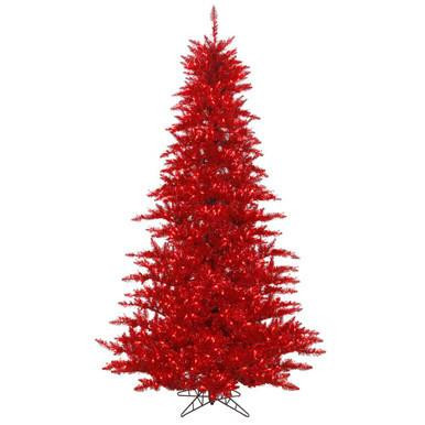  Vickerman K165156LED - 5.5' Tinsel Red Pre-Lit Christmas Tree with Red LED Lights 