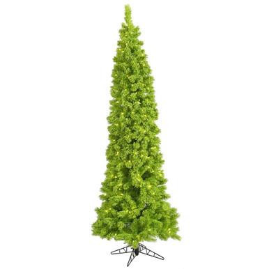 Vickerman K168581LED - 9' Flocked Lime Pencil Fir Pre-Lit Christmas Tree with Lime LED Lights