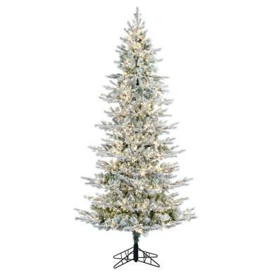 Vickerman K173291LEDCC - 12' Flocked Slim Kiana Pine Pre-Lit Christmas Tree with Color Changing 3mm LED Lights