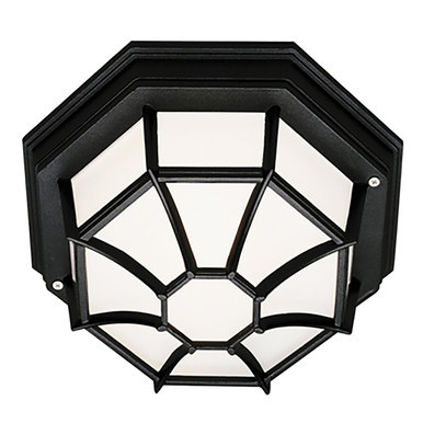 Trans Globe 40581 BK Benkert 1-Light, Weblike Design, Enclosed Flush Mount Ceiling Lantern Light