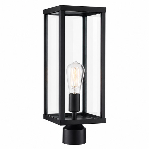 rans Globe 40754 BK - Black 1-Light Outdoor Post Mount Lantern - Clear glass - E26 Base