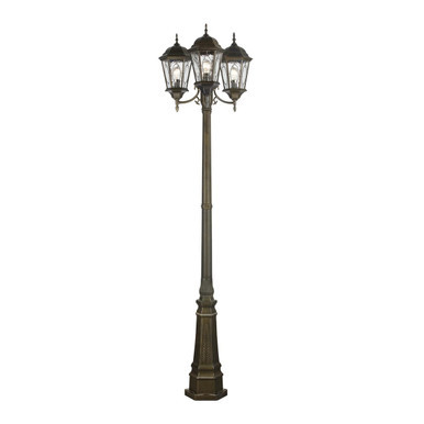 Trans Globe 4719 BRZ Villa Nueva 96-In., 3-Light, 3-Shade,  Spanish Inspired Ornate Outdoor Lamp Post Set