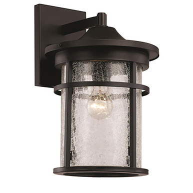 Trans Globe 40382 BK Avalon Crackled Glass, Armed Outdoor Wall Lantern Light