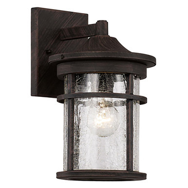Trans Globe 40380 RT Avalon Crackled Glass, Armed Outdoor Wall Lantern Light