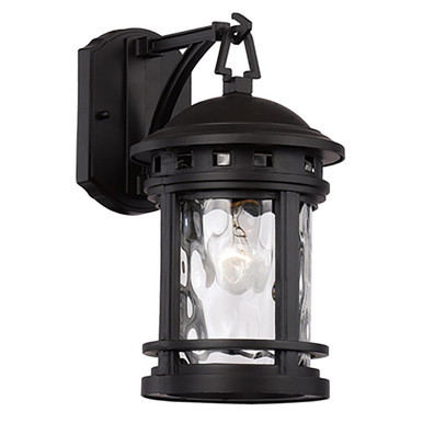Trans Globe 40370 BK Boardwalk Collection 1-Light, Hook Hanging Wall Lantern with Water Glass