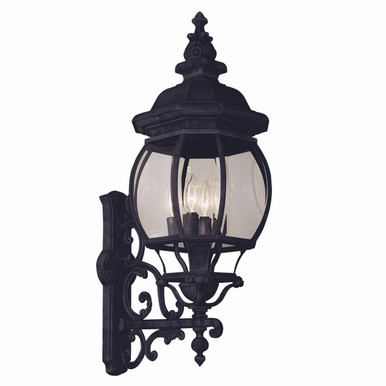 Trans Globe 4052 BK Francisco 4-Light Outdoor Beveled Glass Embellished Coach Wall Lantern