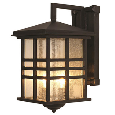 Trans Globe 4636 BK Huntington 2-Light Craftsman Inspired Seeded Glass Wall Lantern