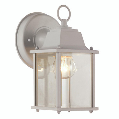 Trans Globe 40455 WH Patrician 1-Light, Ring Top ,Clear Glass Open Base Square Wall Lantern