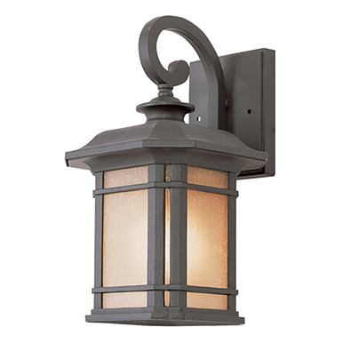 Trans Globe 5820 BK San Miguel Collection, Craftsman Style, Armed Wall Lantern with Tea Stain Glass Windows