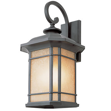 Trans Globe 5822 BK San Miguel Collection, Craftsman Style, Armed Wall Lantern with Tea Stain Glass Windows