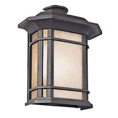 Trans Globe 5821-1 BK San Miguel, Tea Stain Glass, Outdoor Pocket Lantern Wall Light