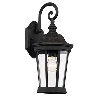 Trans Globe 40400 BK Westfield Hexagon Shaped, Clear Glass, Armed Outdoor Wall Lantern Light