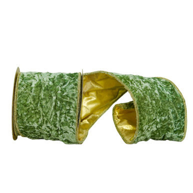 Vickerman Q222199 4"x5yd Moss Green Crushed Velvet Ribbon