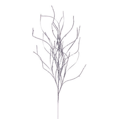 Vickerman QG225007 40" Silver Berry Wavy Glittr Spray 4/Bag