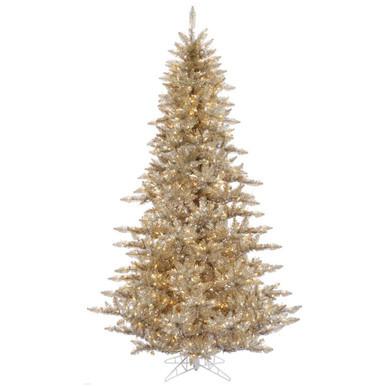 Vickerman K166391LED 12ft Tinsel Fir Champagne Christmas Tree with Lights