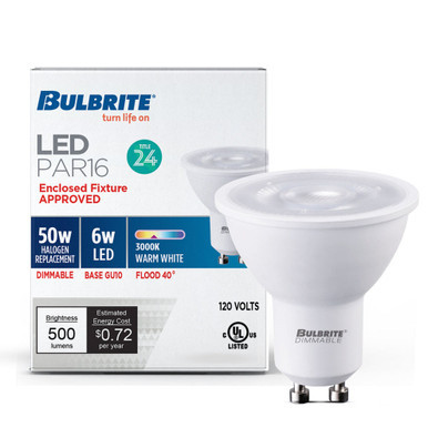 Bulbrite 771109 - 6W LED PAR16 Flood Bulb - 3000K - GU10