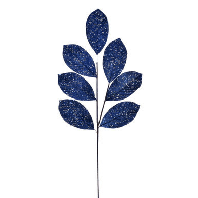 QG211931 Vickerman - 27" Artificial Midnight Blue Glitter Leaf Christmas Spray - 4 Pack