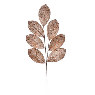 Vickerman QG211958 27" Rose Gold Glitter Leaf Spray 4/bg