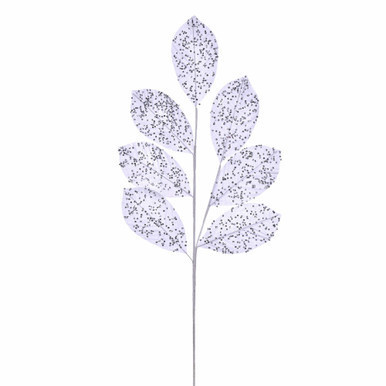 Vickerman QG211901 27" White Glitter Leaf Spray 4/bg