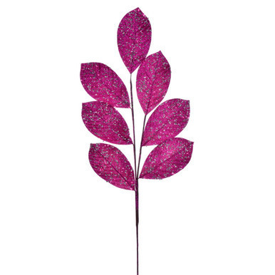 Vickerman QG211909 27" Cerise Glitter Leaf Spray 4/bg