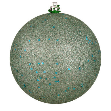 Vickerman N591540DQ 6" Frosty Mint Sequin Ball Drilled 4/Bag
