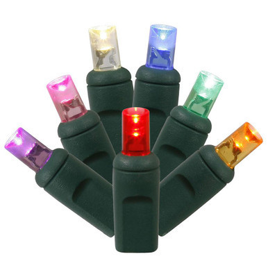 X6G6500 Vickerman - 25 ft 50-Light Outdoor Multi-Color LED Wide Angle Christmas Light String - Green Wire